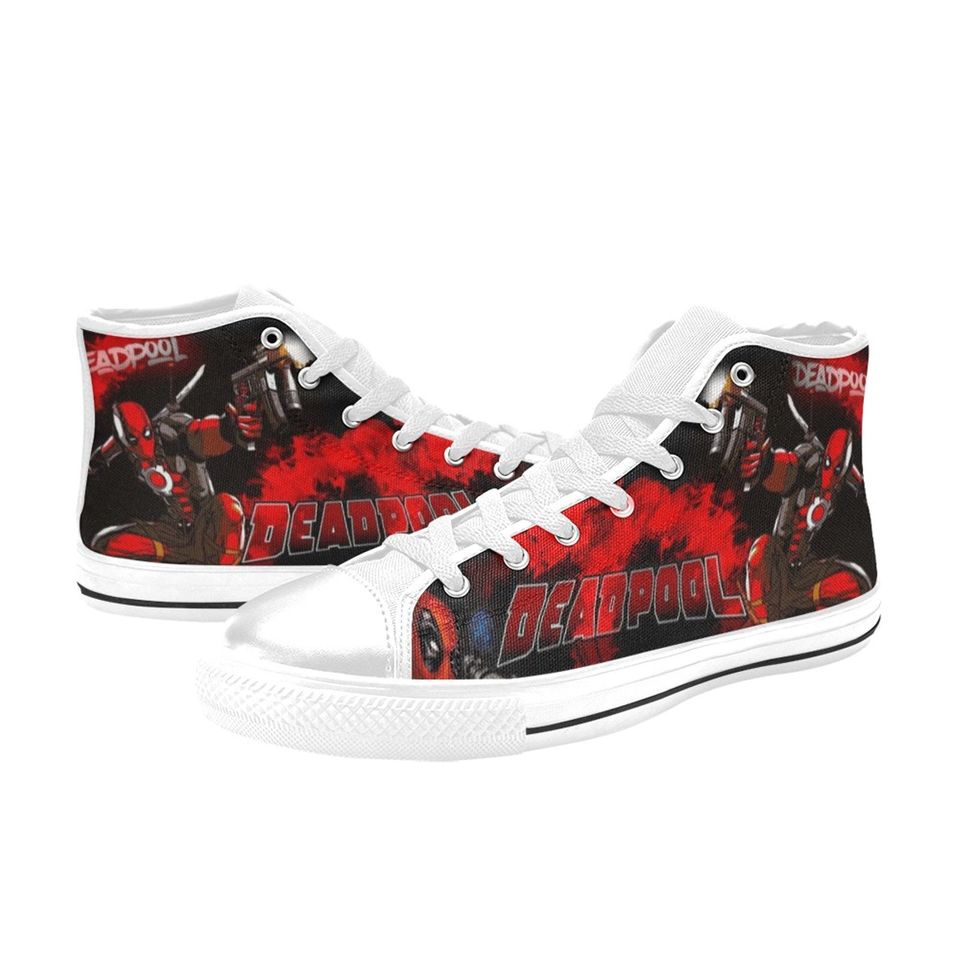 Deadpool Canvas High Top Sneakers, Deadpool Sneakers For Gift