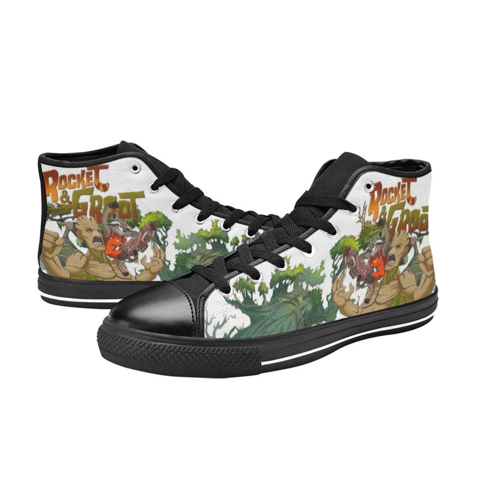 Rocket & Groot High Top Sneakers, Disney Groot Shoes