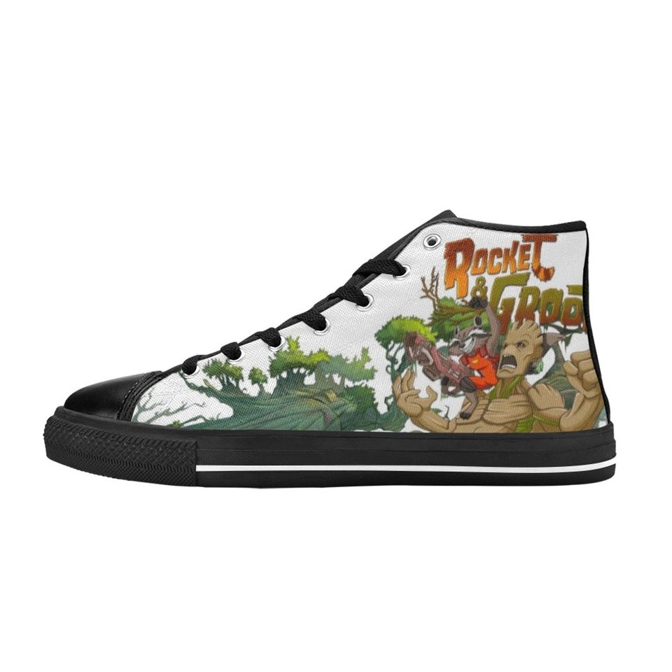 Rocket & Groot High Top Sneakers, Disney Groot Shoes