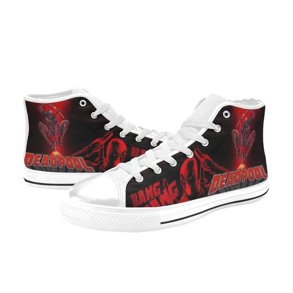Deadpool Canvas High Top Sneakers, Bang Bang Deadpool Shoes
