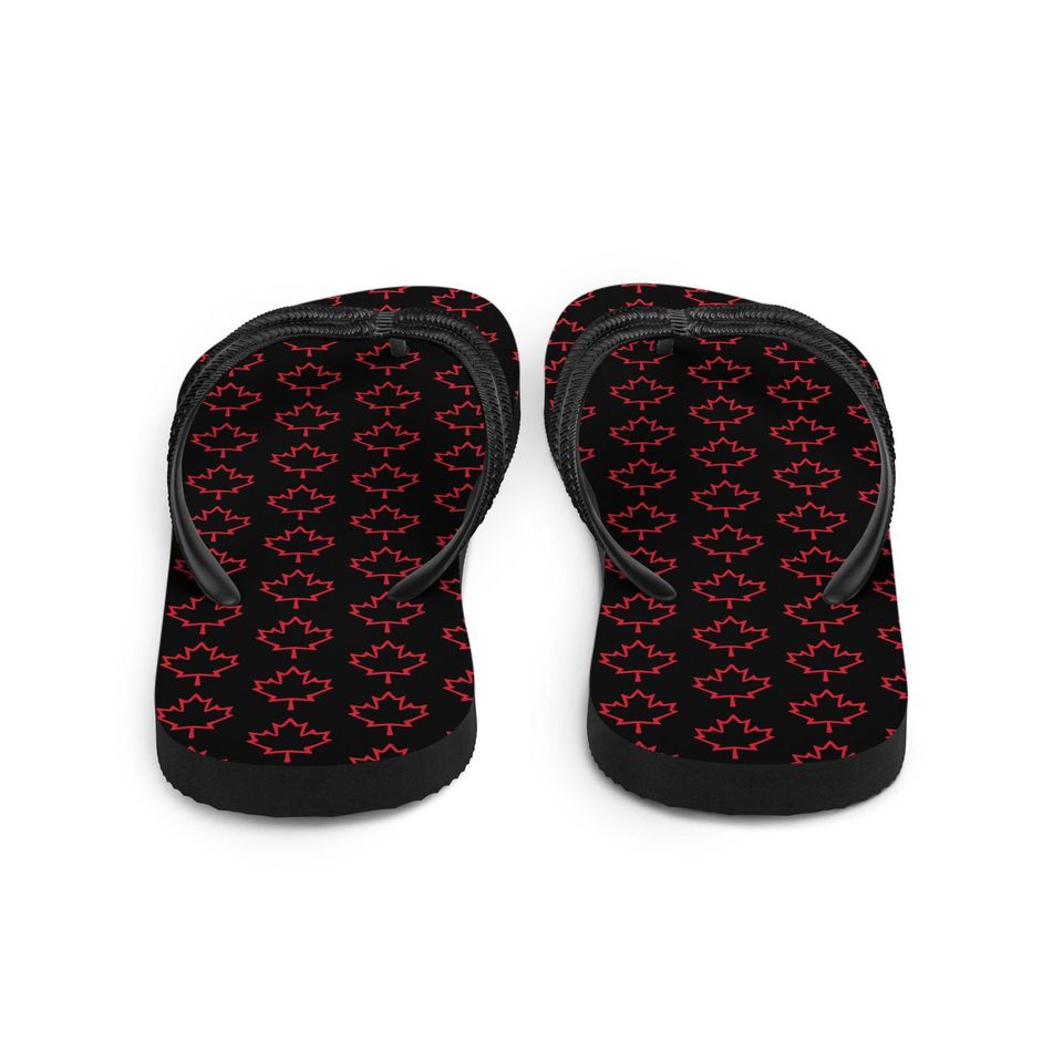 Flip-Flops Black Red Canadian Canada Support Summer Unisex
