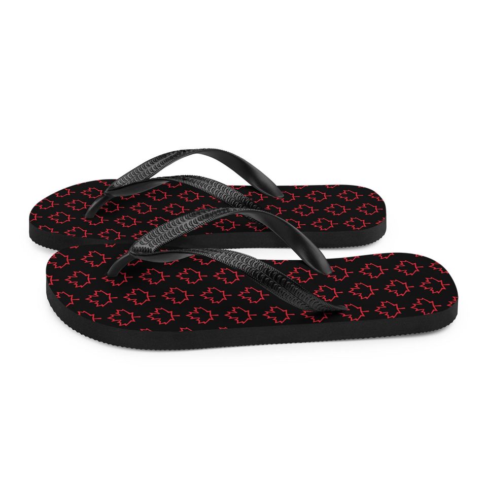 Flip-Flops Black Red Canadian Canada Support Summer Unisex