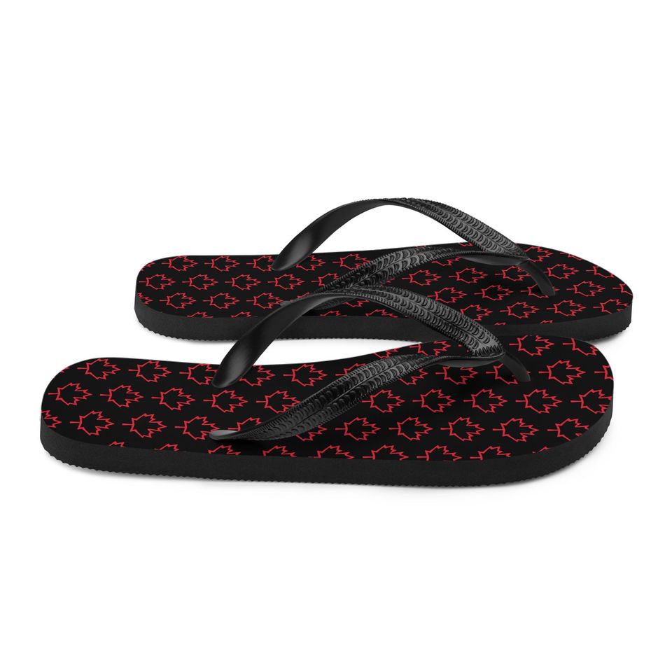 Flip-Flops Black Red Canadian Canada Support Summer Unisex