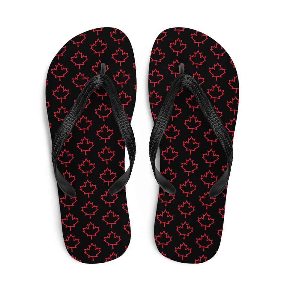 Flip-Flops Black Red Canadian Canada Support Summer Unisex