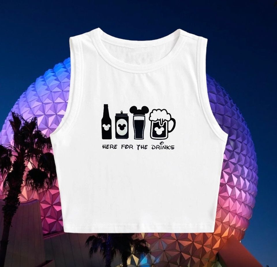 Here for the Drinks - Disney Epcot Inspired Crop Top Tank