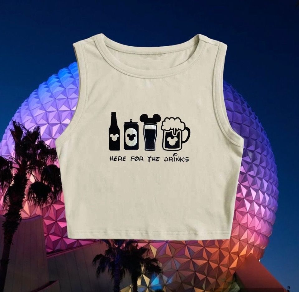 Here for the Drinks - Disney Epcot Inspired Crop Top Tank