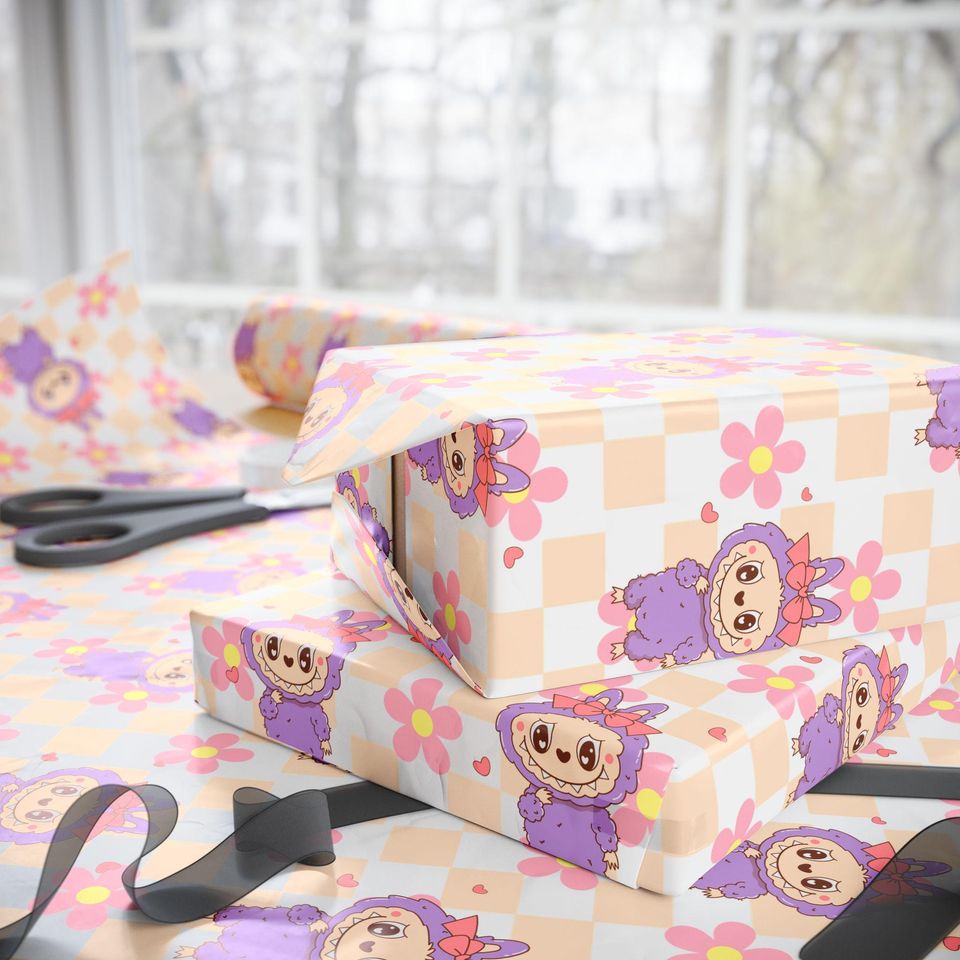 Labubu Gift Wrap, Cute Wrapping Paper for Birthday & Party Supplies