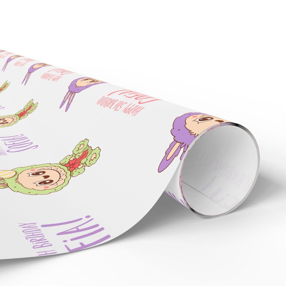 Personalized Labubu Birthday Gift Wrap: Custom Name, Party Supplies