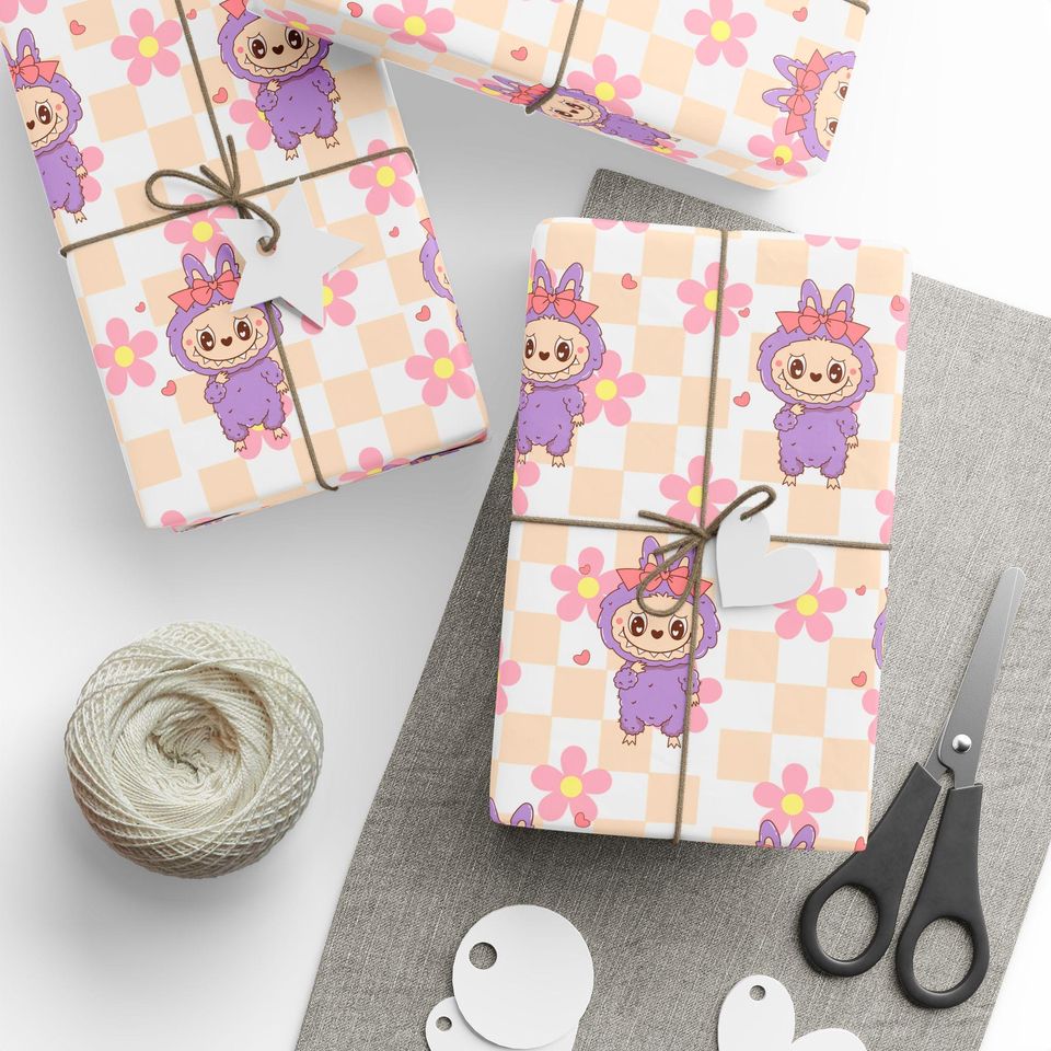 Labubu Gift Wrap, Cute Wrapping Paper for Birthday & Party Supplies