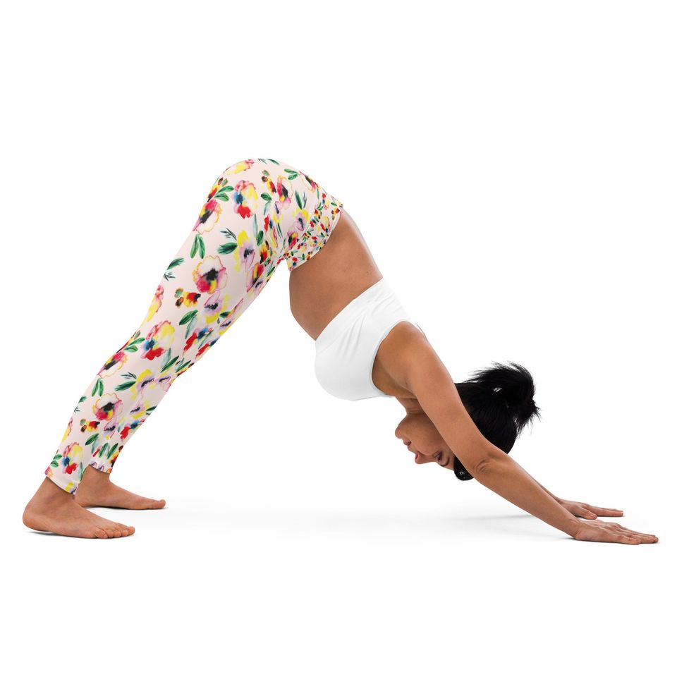 Watercolor Floral Yoga Leggings