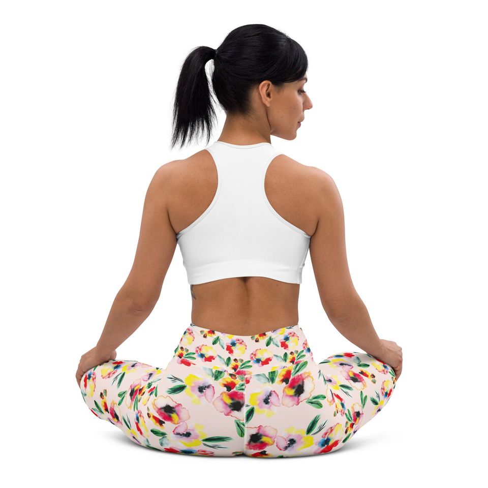 Watercolor Floral Yoga Leggings