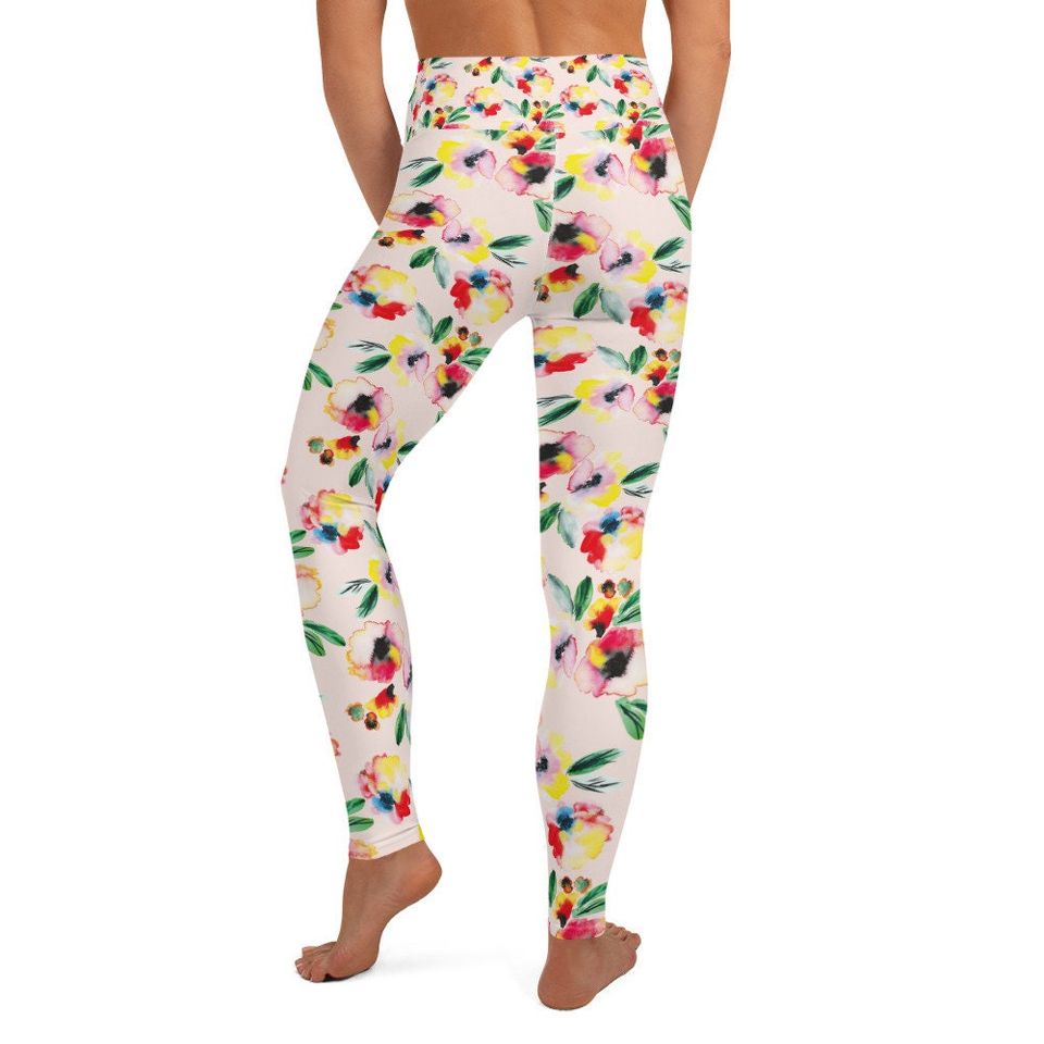 Watercolor Floral Yoga Leggings