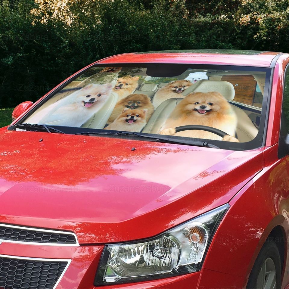 Pomeranian Car Sun Shade, Funny Dog Sunshade