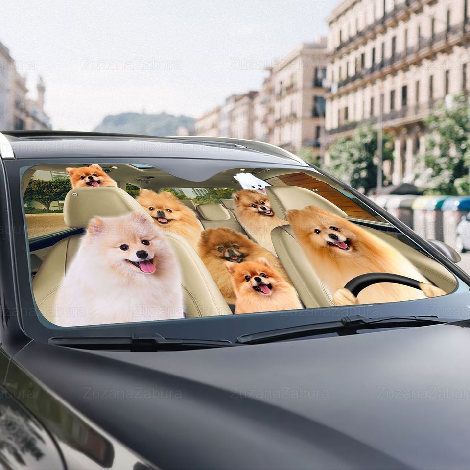 Pomeranian Car Sun Shade, Funny Dog Sunshade
