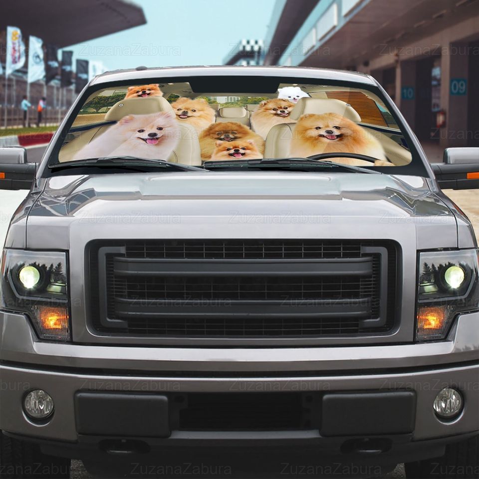Pomeranian Car Sun Shade, Funny Dog Sunshade