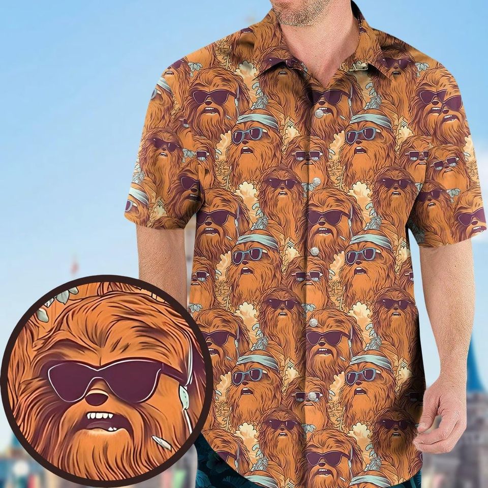 Chewbacca Hawaiian Shirt, Star Wars Button Up Shirt