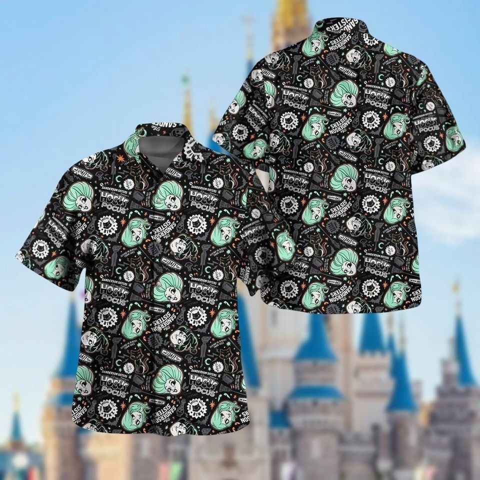 Halloween Hocus Pocus Hawaiian Shirt, Sanderson Sisters Button Shirt