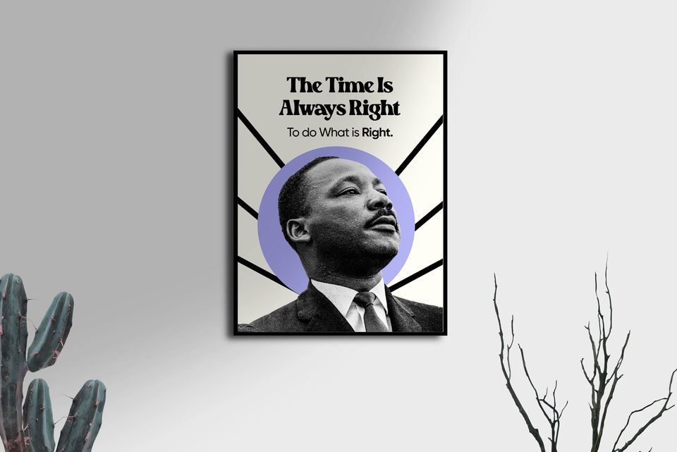 Martin Luther King Jr. Motivational Poster, Black History Month Decor, Civil Rights Movement Art