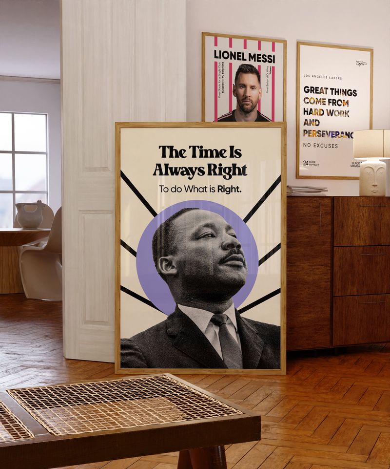 Martin Luther King Jr. Motivational Poster, Black History Month Decor, Civil Rights Movement Art