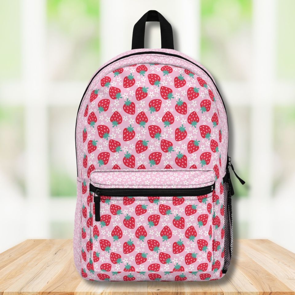 Strawberry Backpack ,back to school, strawberries bag , Pre-k Grad school, high school, fruit backpack