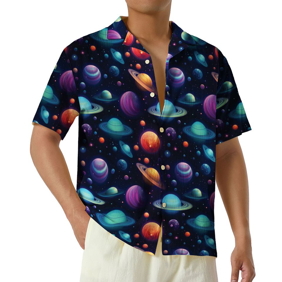 Solar System Hawaiian Shirt, Space Planets Hawaiians
