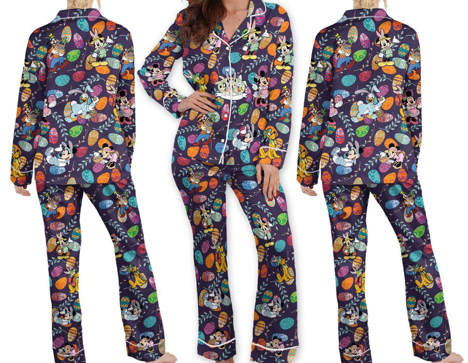 Vintage Disney Easter Pajamas Mickey Easter Adult Pajamas Sets