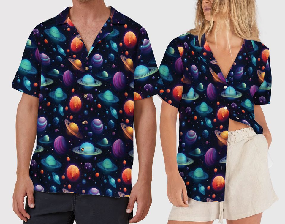 Solar System Hawaiian Shirt, Space Planets Hawaiians