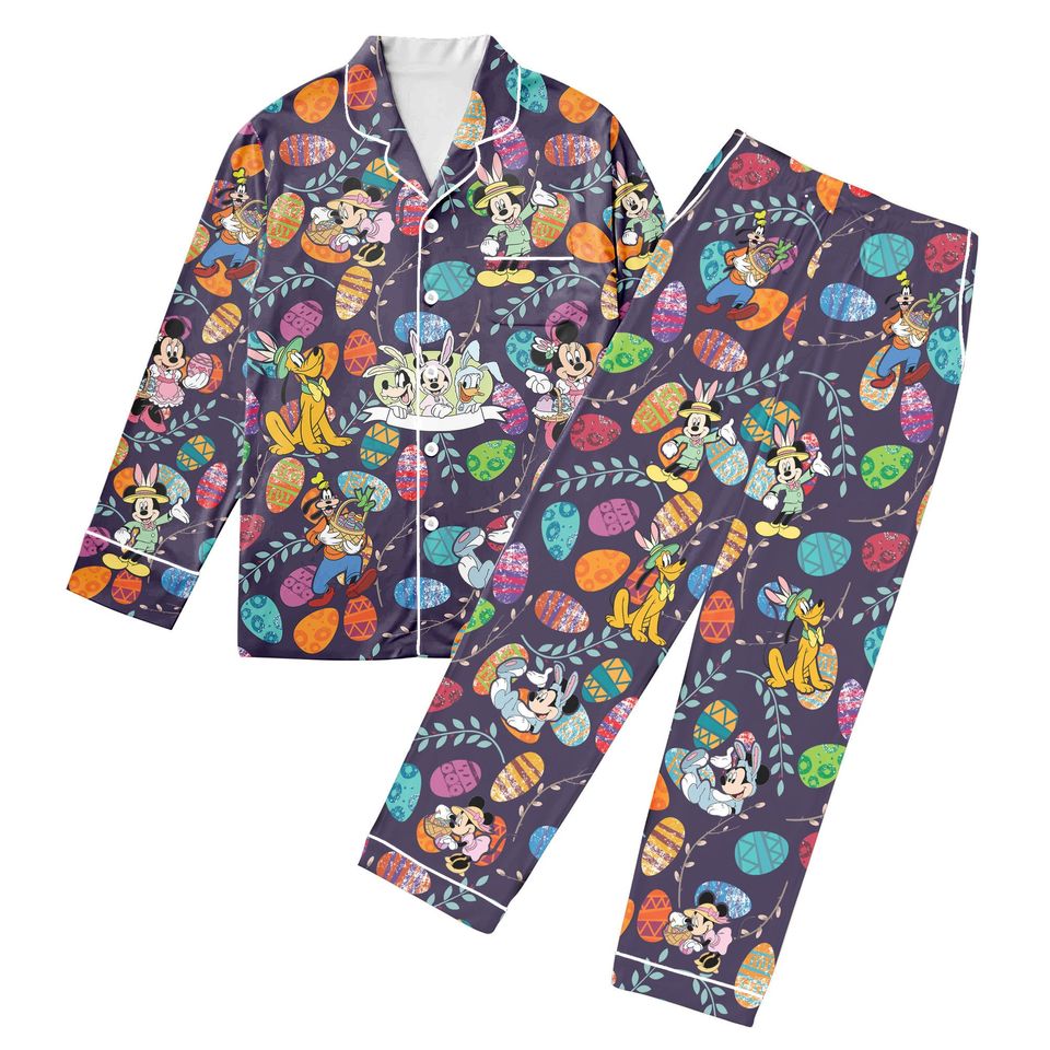 Vintage Disney Easter Pajamas Mickey Easter Adult Pajamas Sets