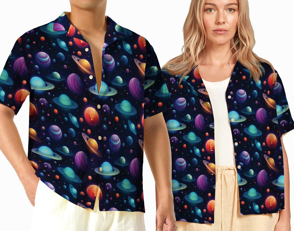 Solar System Hawaiian Shirt, Space Planets Hawaiians