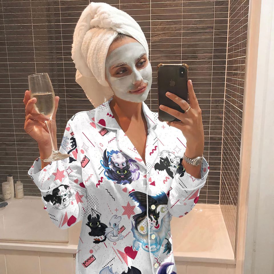 Dragon Toothless Holiday Pajamas, Disney Lovely Couple Valentine's