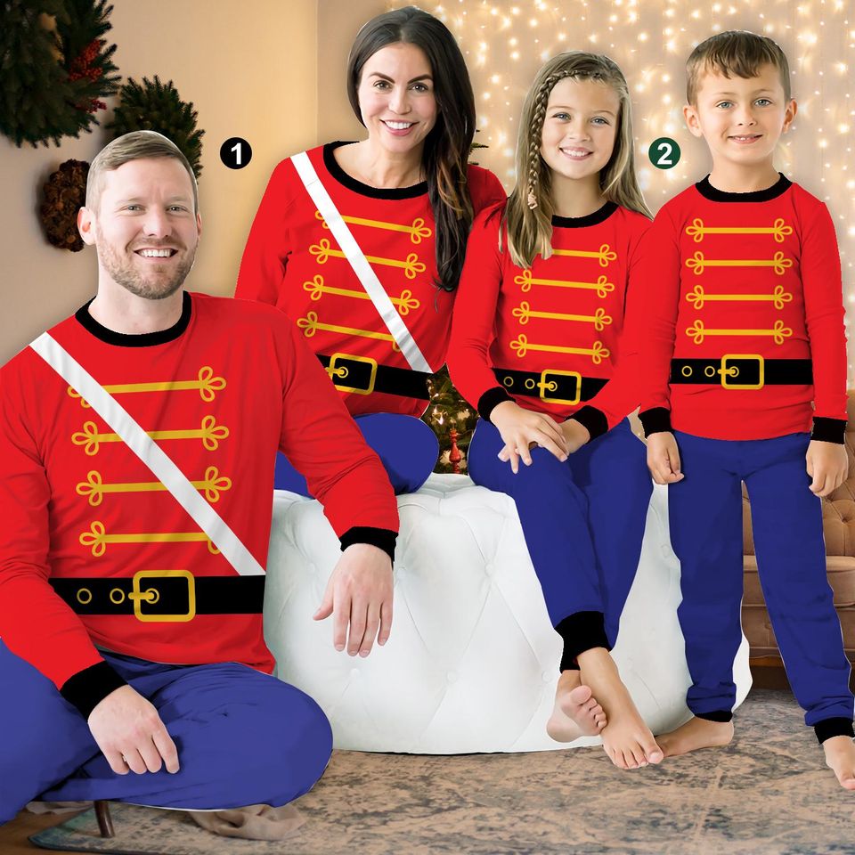 Nutcracker Christmas Pajamas, Nutcracker Soldier Christmas Long Sleeve Pajamas
