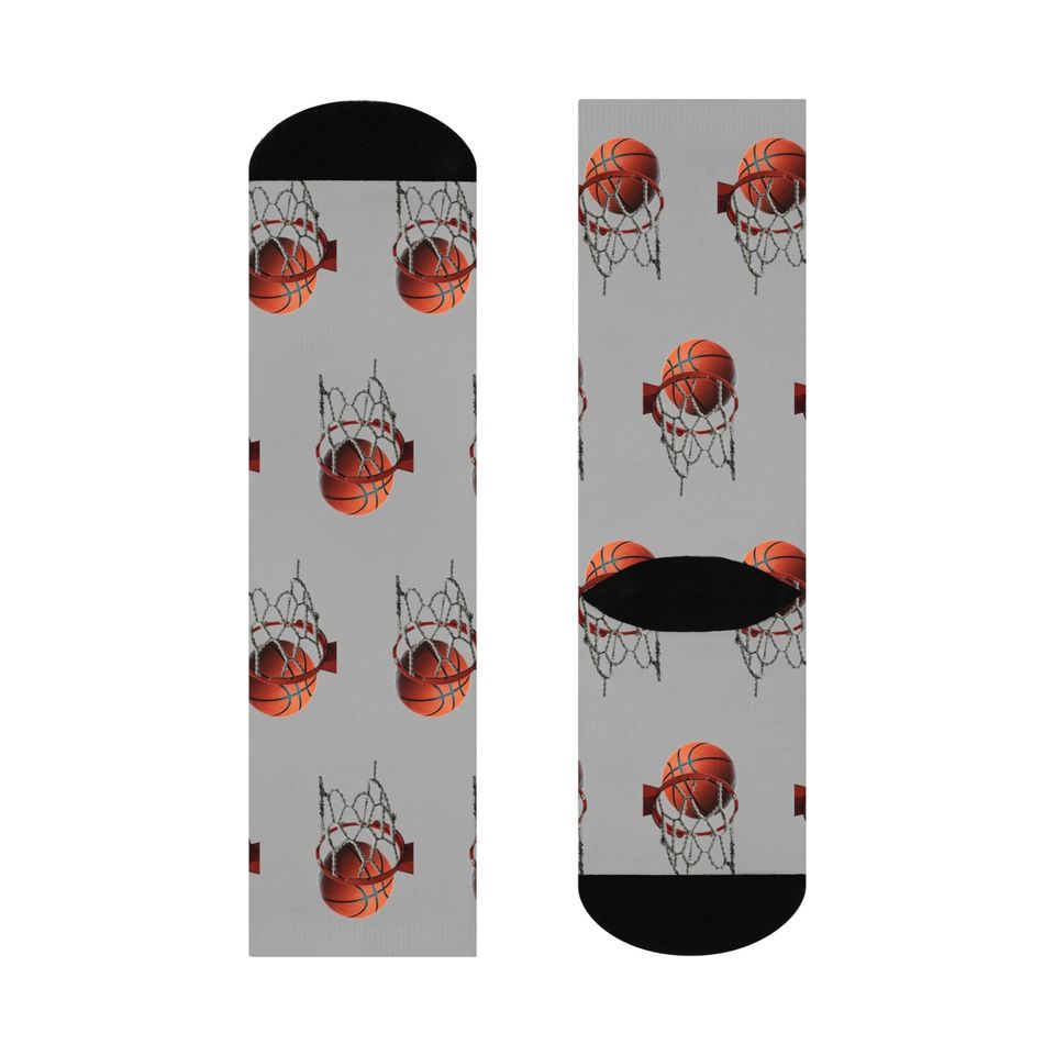 Basketball & Hoop Crew Socks (Grey)