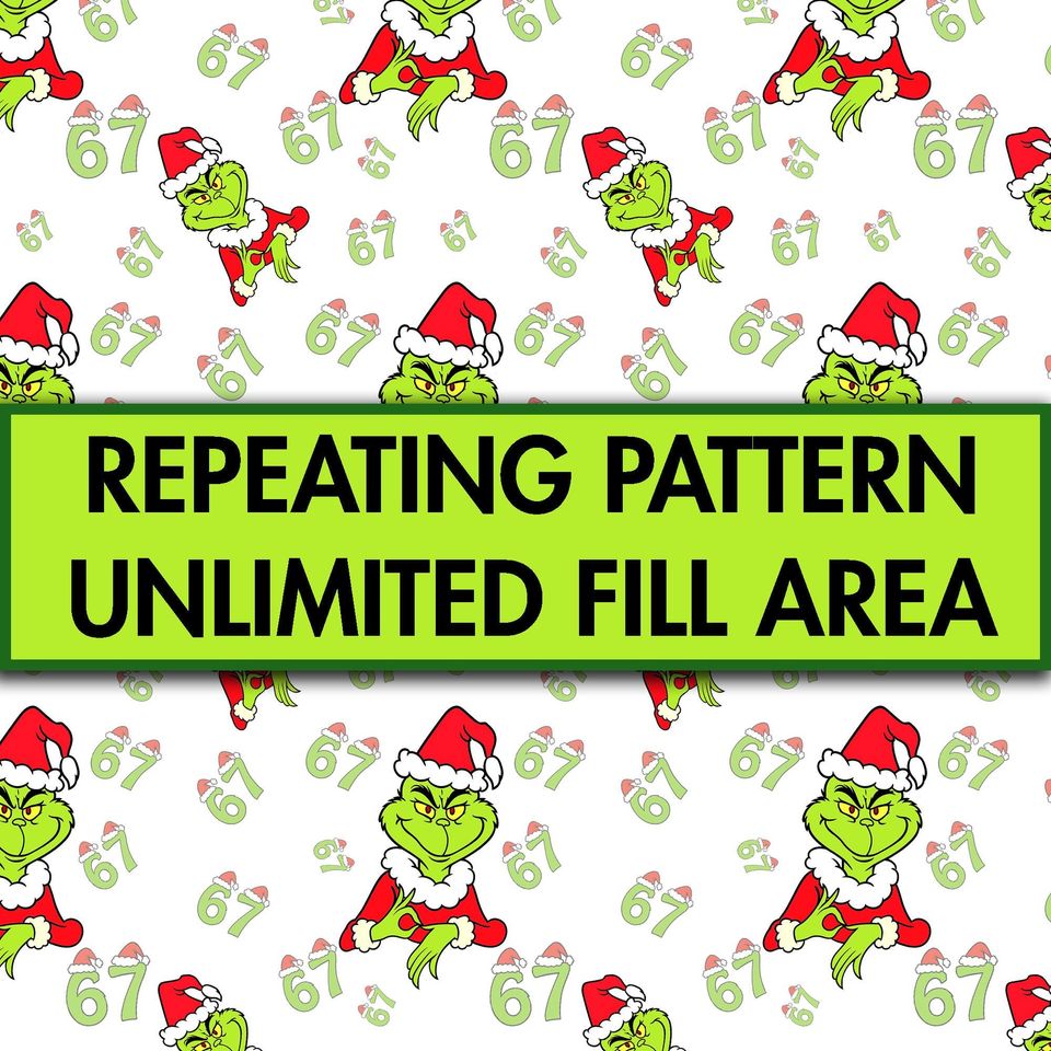 How the funny character Stole 67 - Six Seven Meme  Seamless Pattern - Christmas Wrapping Paper (Digital Download)