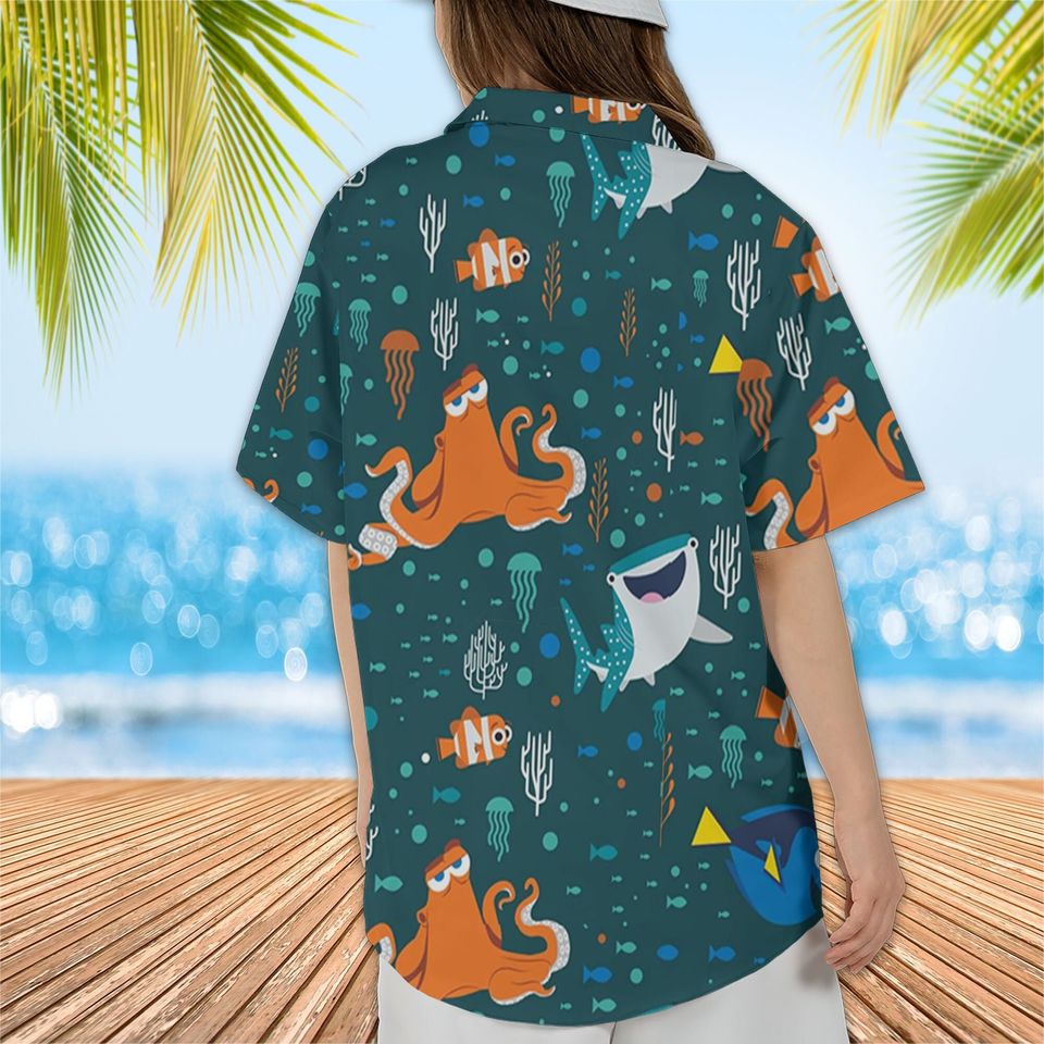 Dark Teal Disney Finding Dory Hawaiian Shirt, Finding Dory Shirt