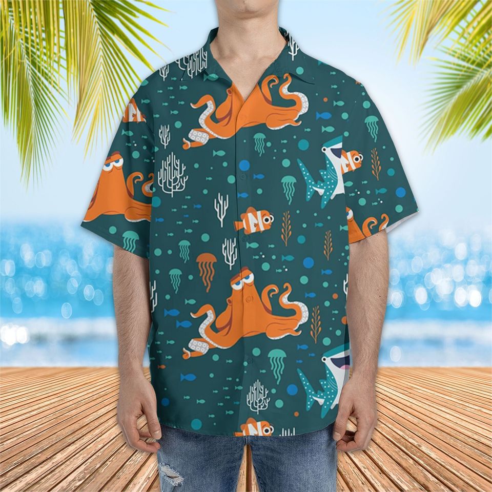 Dark Teal Disney Finding Dory Hawaiian Shirt, Finding Dory Shirt