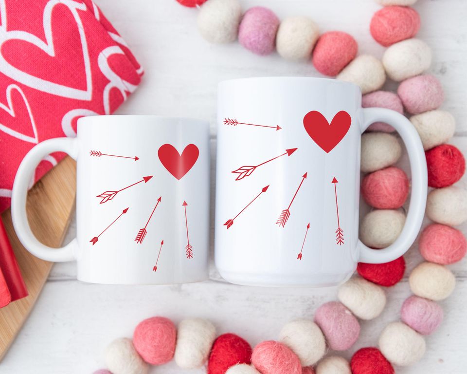 Valentine's Day Mug, Matching Couple Mugs, Cute Heart Mug Gift, Couples Gift, Valentine's Gift for Mom, Gift for Girlfriend