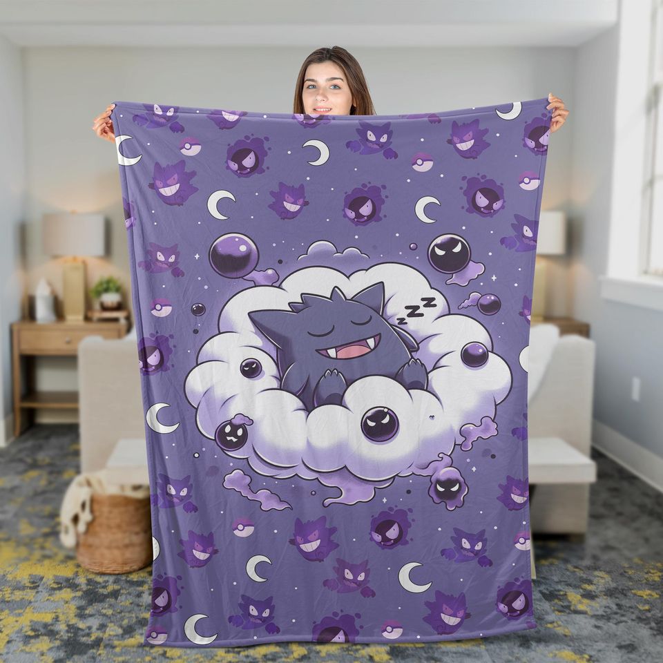 Anime Gengar Fleece Blanket