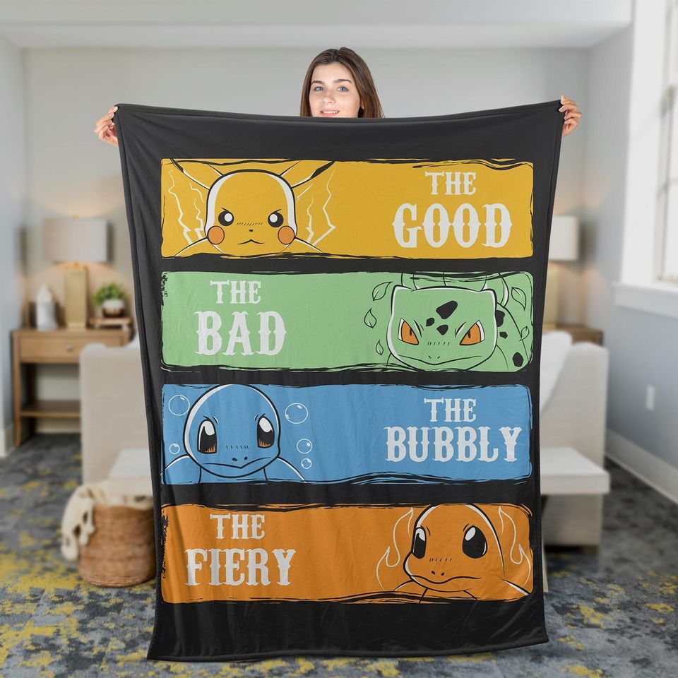 Anime Poke Cozy Plush Fleece Blanket