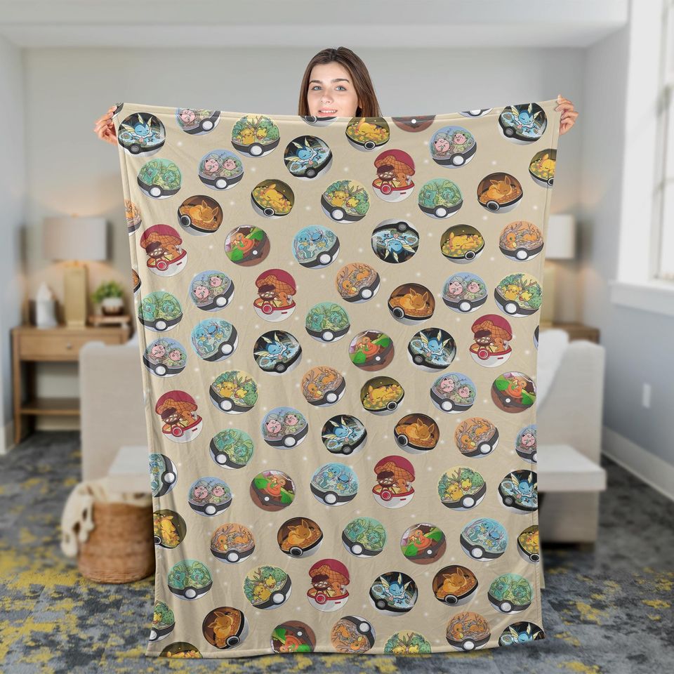 Custom Anime Fleece Blanket – Poke Lover Gift