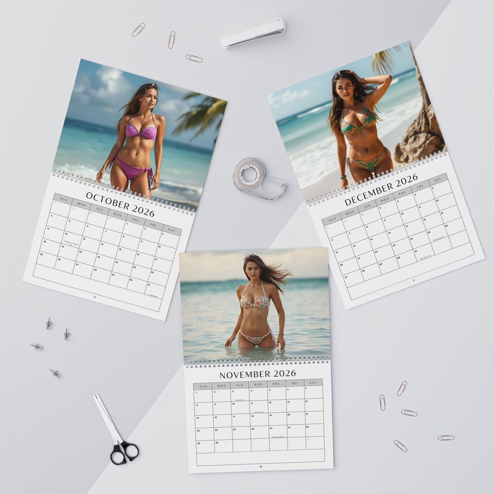 2026 Bikini Babes Wall Calendar with Holidays