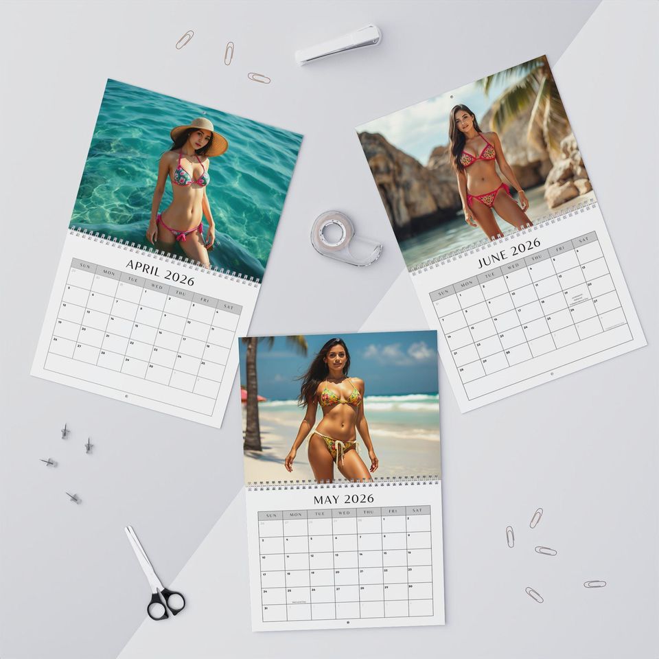 2026 Bikini Babes Wall Calendar with Holidays