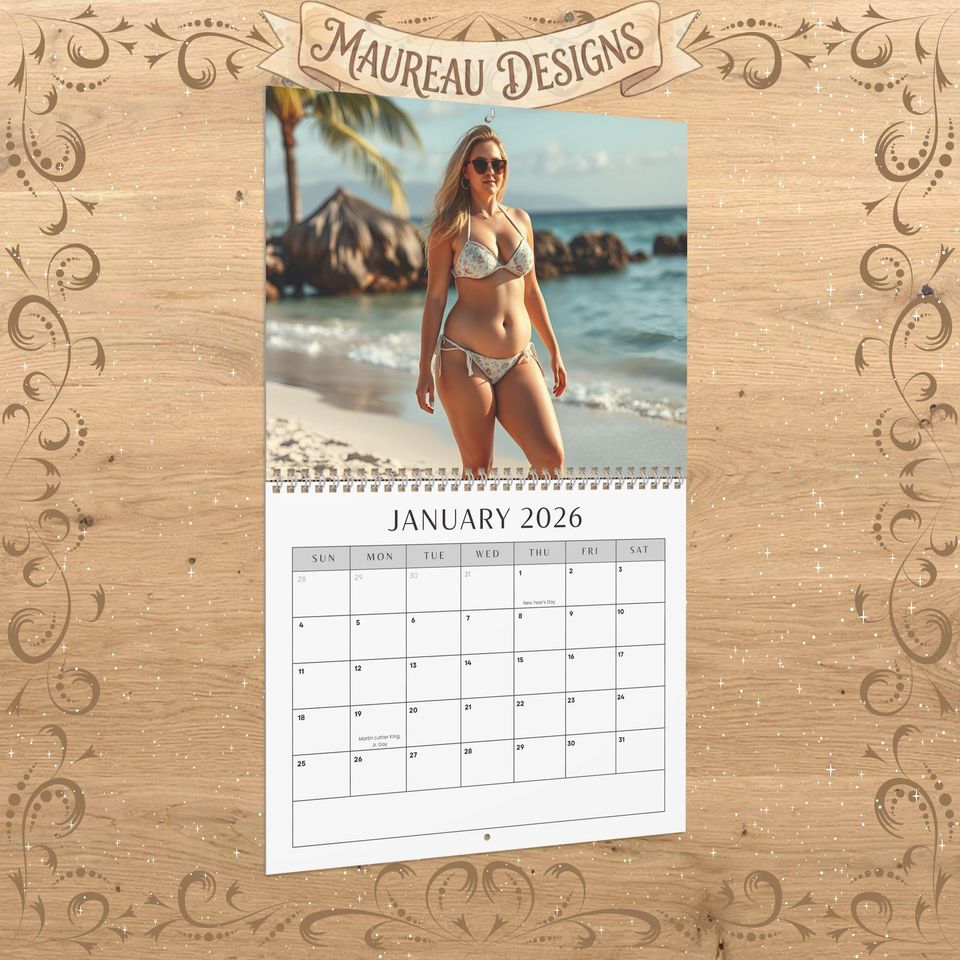 2026 Bikini Babes Wall Calendar with Holidays
