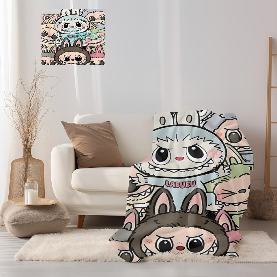 Labubu Inspiration Fleece Blanket | Gift For Kid | Back To School Gift