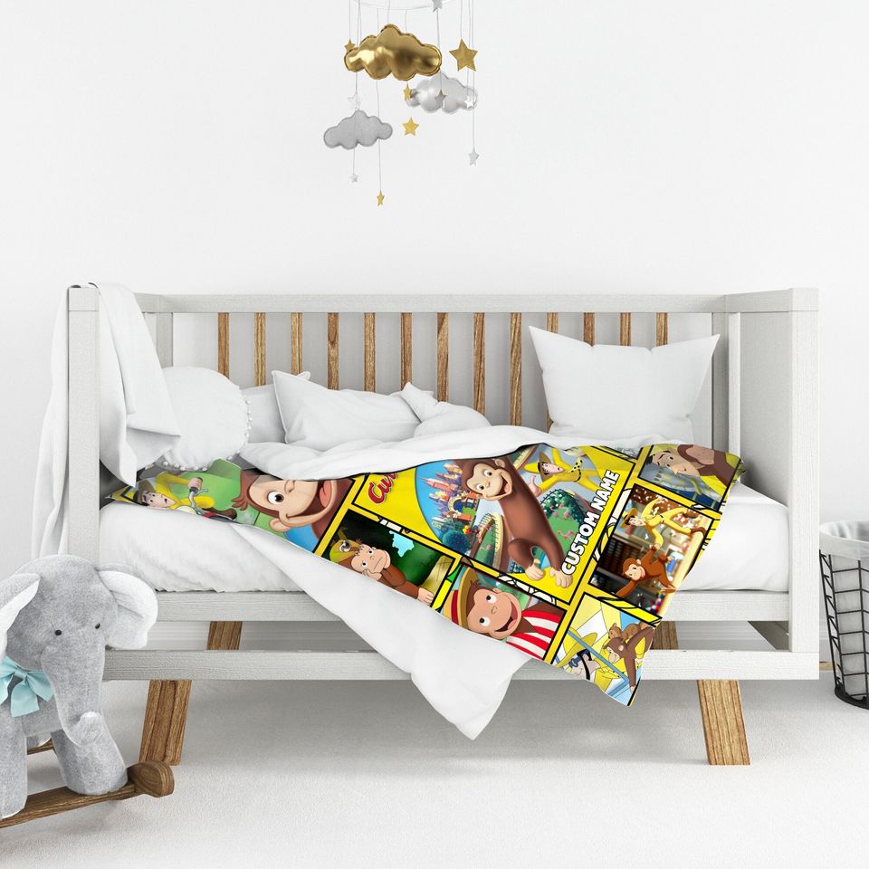 Personalized Curious Quilt George Blanket, Curious George Fleece Blanket
