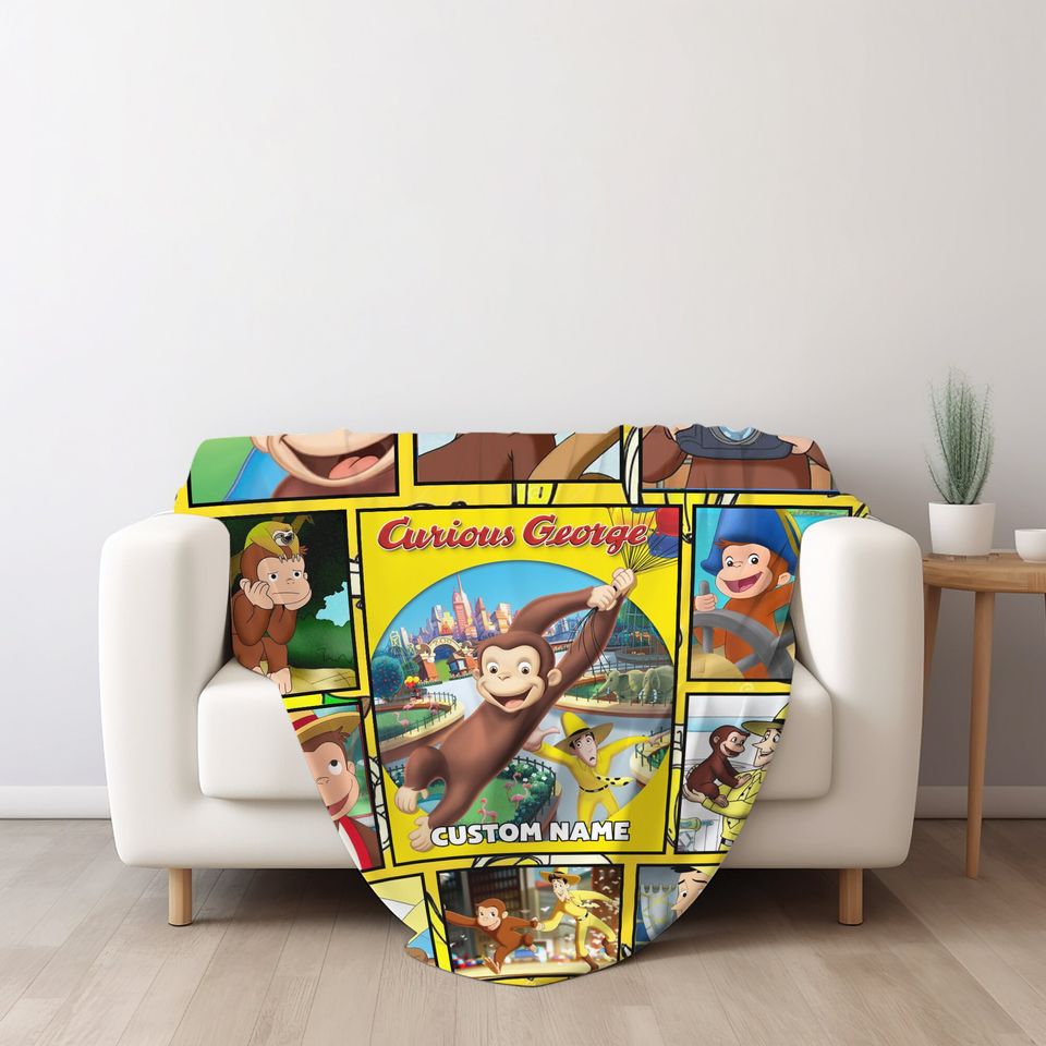 Personalized Curious Quilt George Blanket, Curious George Fleece Blanket