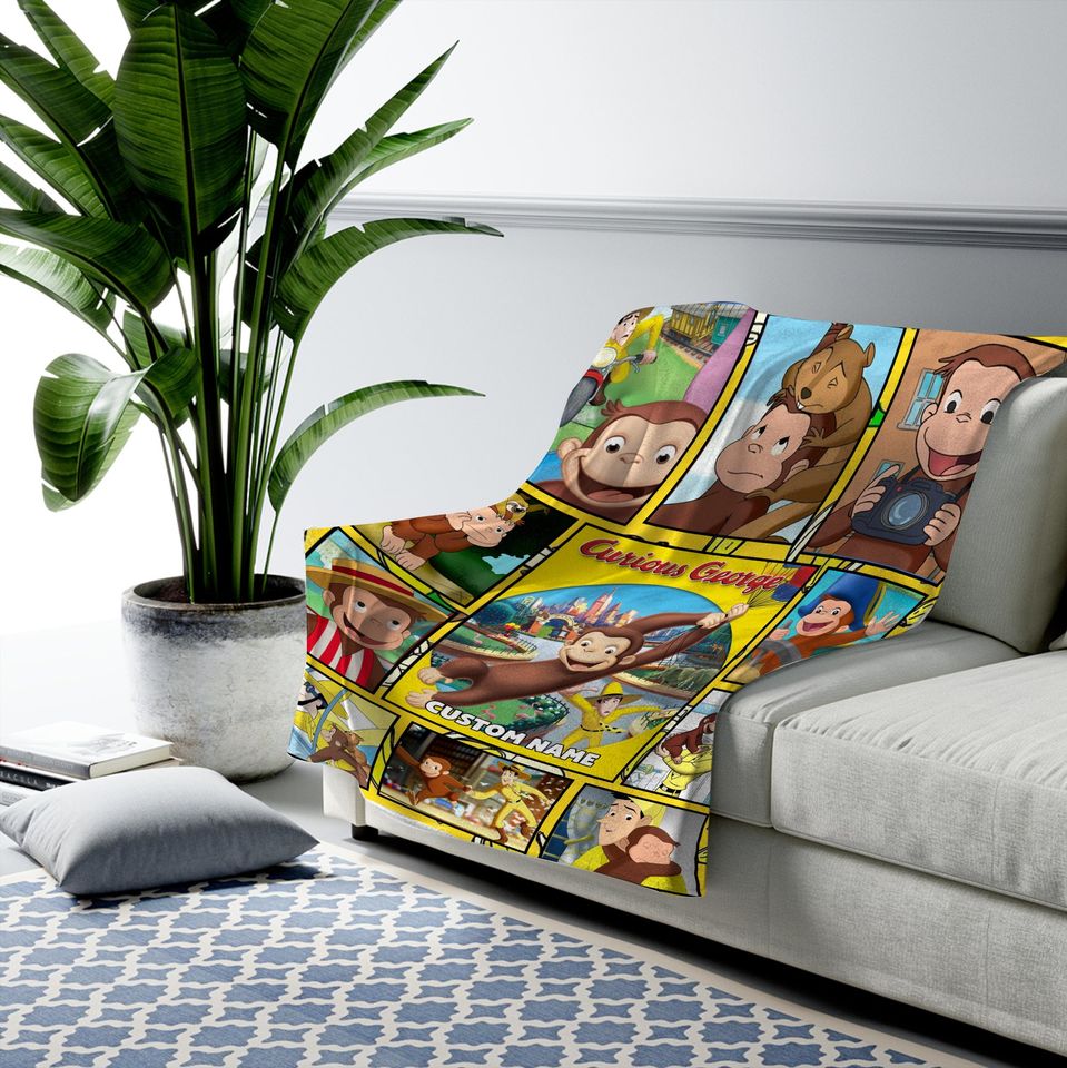 Personalized Curious Quilt George Blanket, Curious George Fleece Blanket