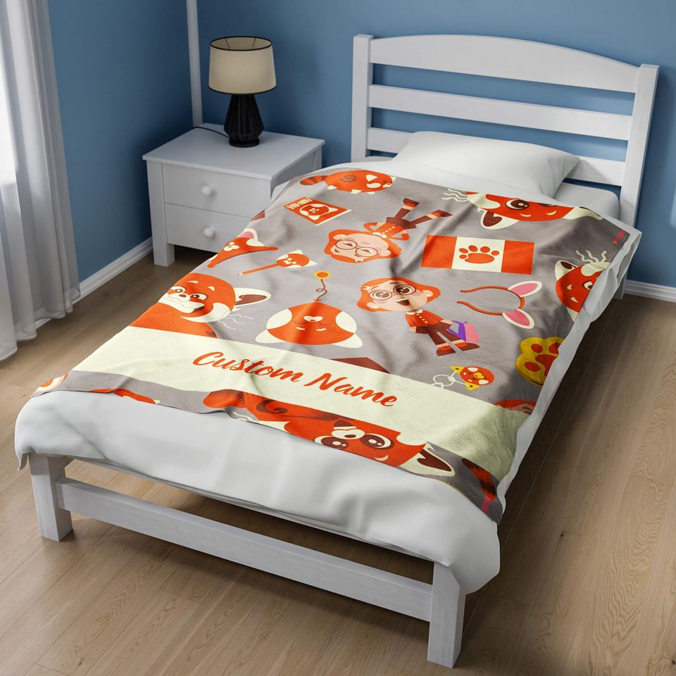 Personalized Name Turning Red Blanket, Disney Fleece Blanket