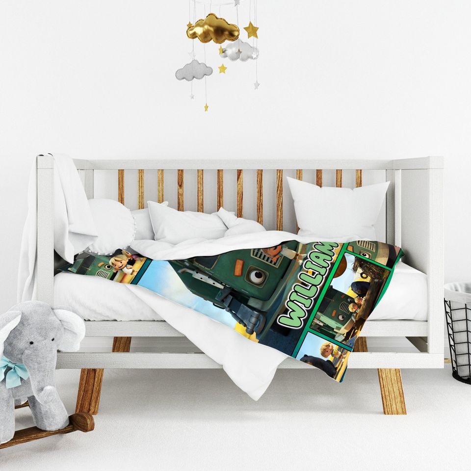 Personalized Trash Truck Blanket, Trash Truck Fleece Blanket