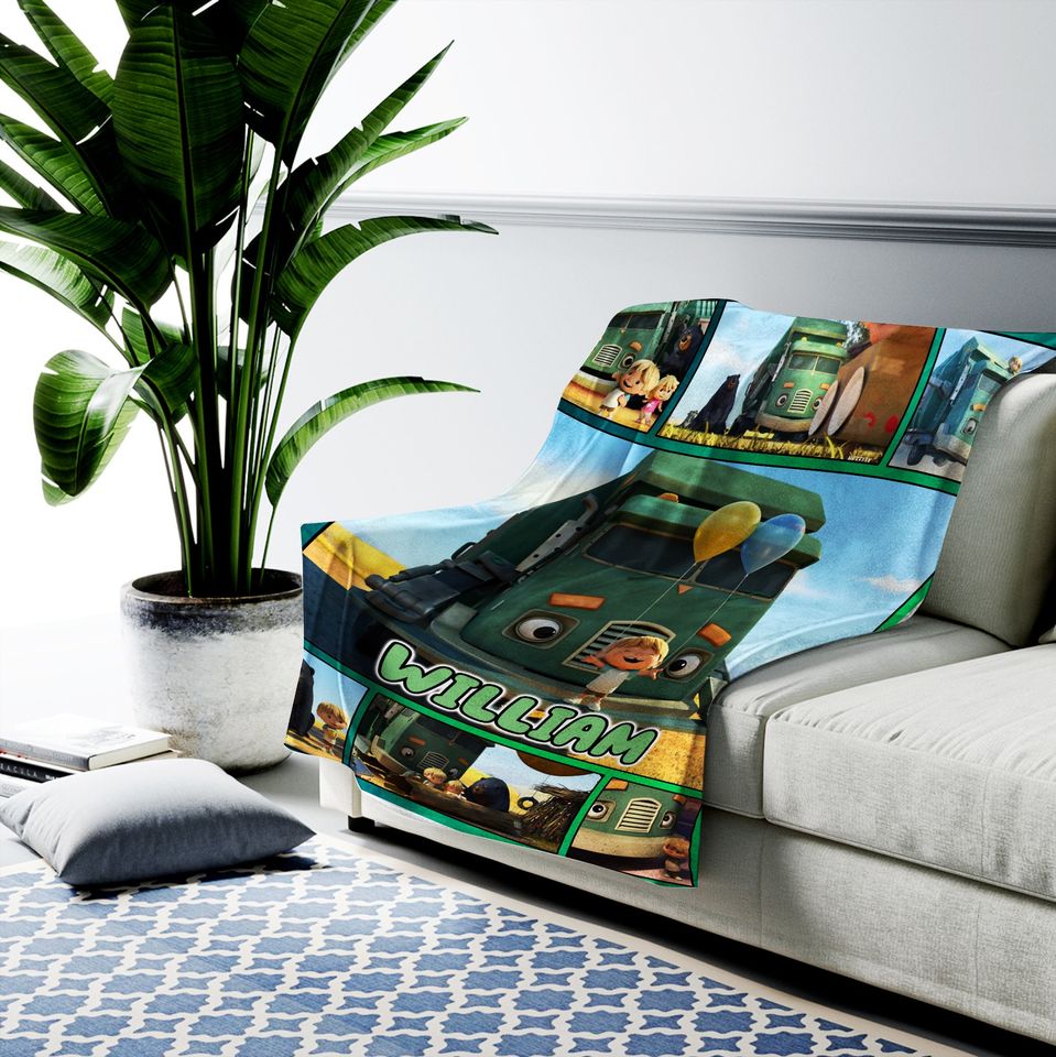 Personalized Trash Truck Blanket, Trash Truck Fleece Blanket