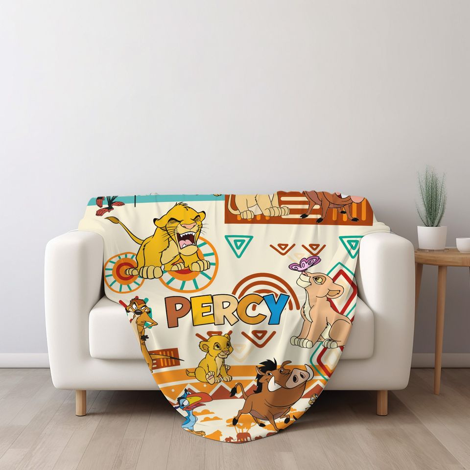 Personalized The Lion King Blanket,Simba Timon Pumbaa Fleece Blanket